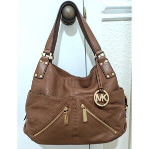 Michael Kors Shoulder Bag Handbag Hobo Purse Brown Gold Hardware Bag Charm